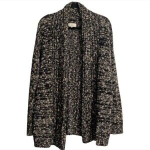 Lou & Grey Open Front Black & White Marbled Long Cardigan Sweater Women Size M